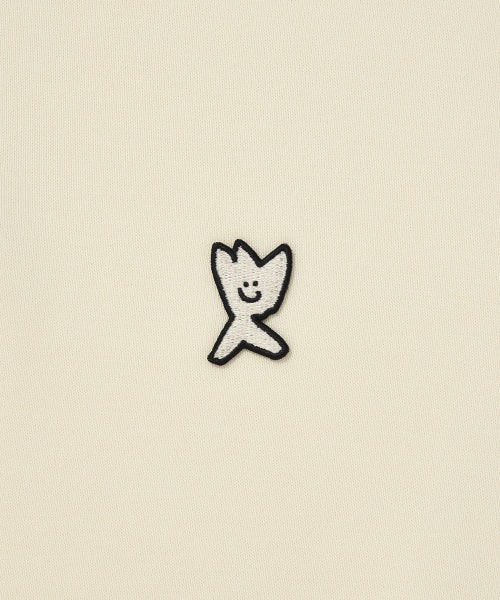 Basic Logo Wappen Half Zip-Up Cream