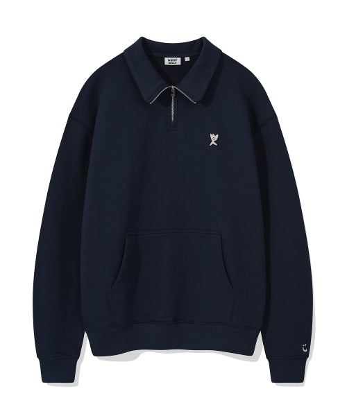 Basic Logo Wappen Half Zip-Up Navy
