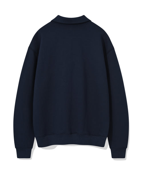 Basic Logo Wappen Half Zip-Up Navy