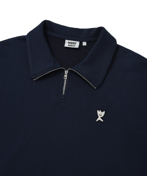 Basic Logo Wappen Half Zip-Up Navy