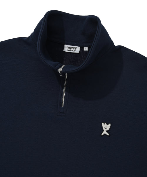 Basic Logo Wappen Half Zip-Up Navy