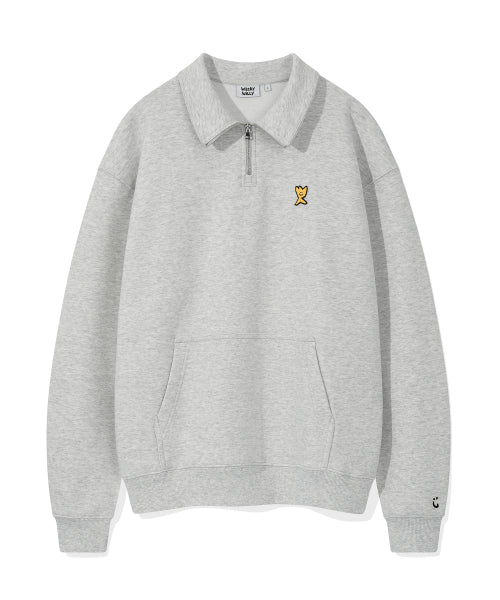 Basic Logo Wappen Half Zip-Up Light Gray