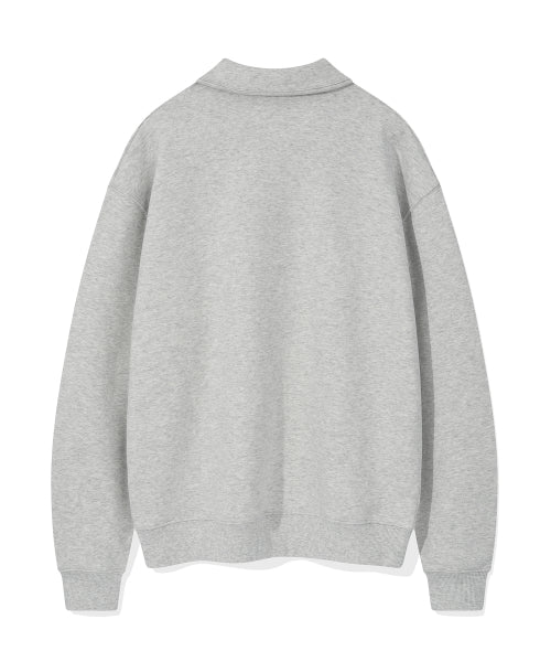 Basic Logo Wappen Half Zip-Up Light Gray