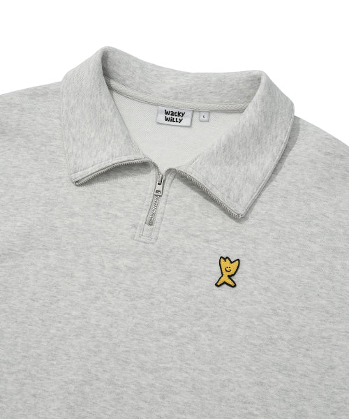 Basic Logo Wappen Half Zip-Up Light Gray