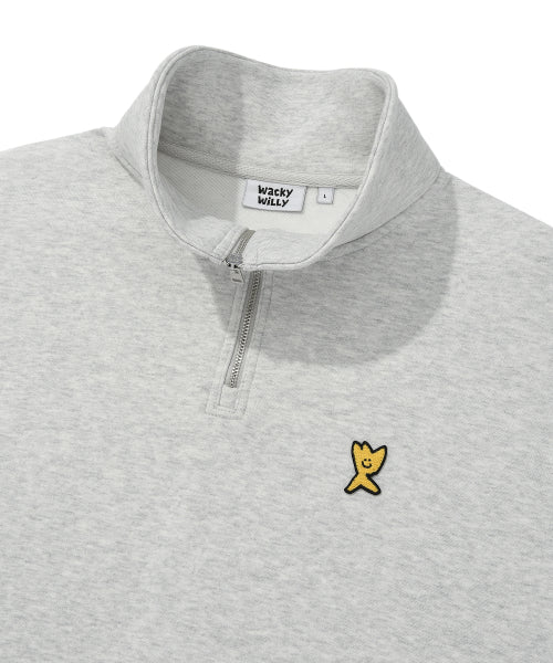 Basic Logo Wappen Half Zip-Up Light Gray