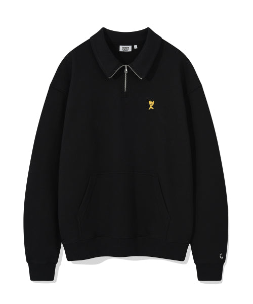 Basic Logo Wappen Half Zip-Up Black