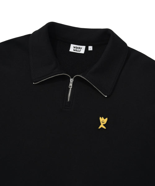 Basic Logo Wappen Half Zip-Up Black