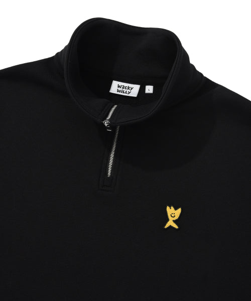 Basic Logo Wappen Half Zip-Up Black