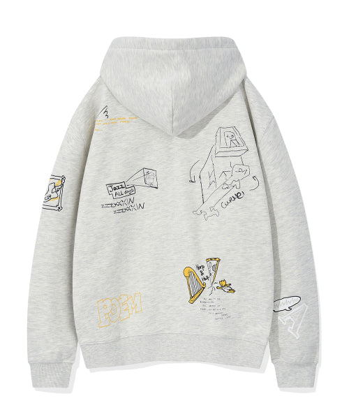 Graffiti Hooded Zip-Up Oatmeal