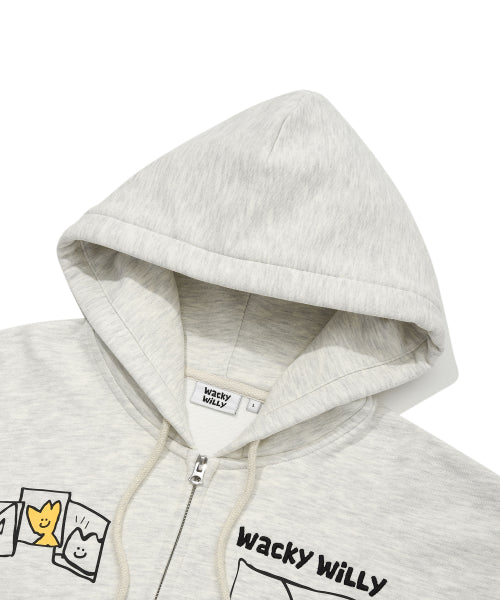Graffiti Hooded Zip-Up Oatmeal