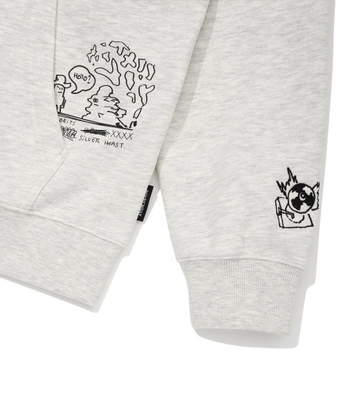 Graffiti Hooded Zip-Up Oatmeal