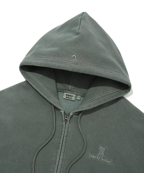 Pigment Hood Zip-Up Green