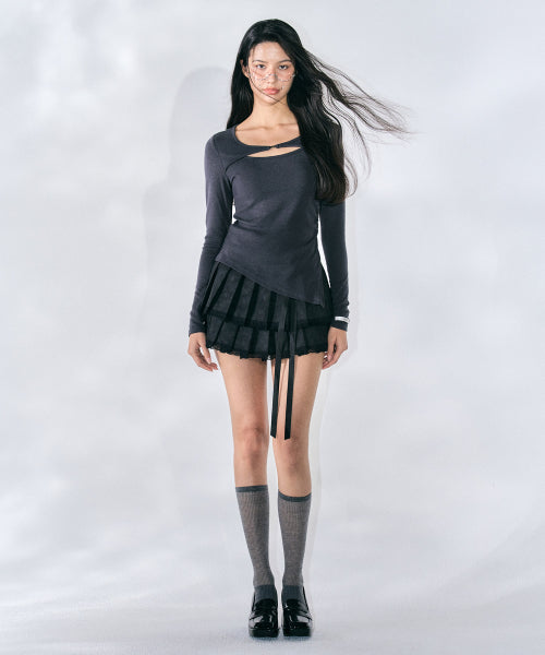 Clare Vegan Leather Pleated Skirt [BLACK]