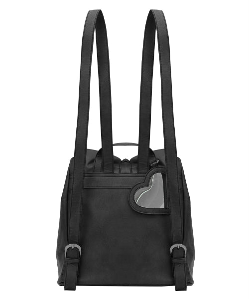 Vegan Leather Shirring Ribbon Backpack [BLACK]