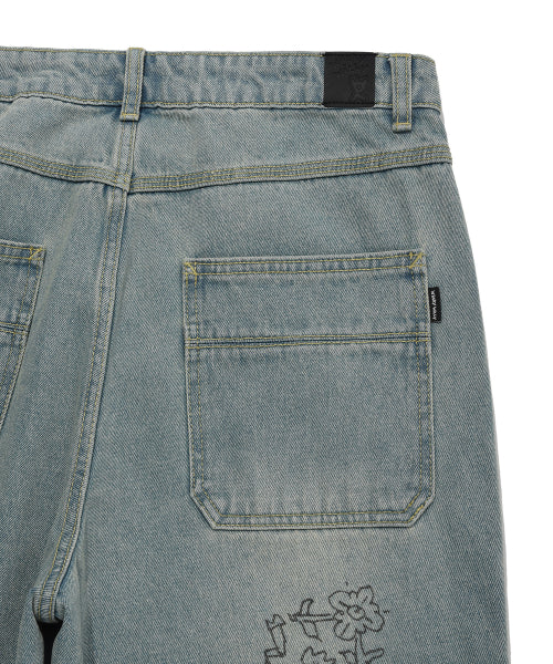 graphic denim pants blue