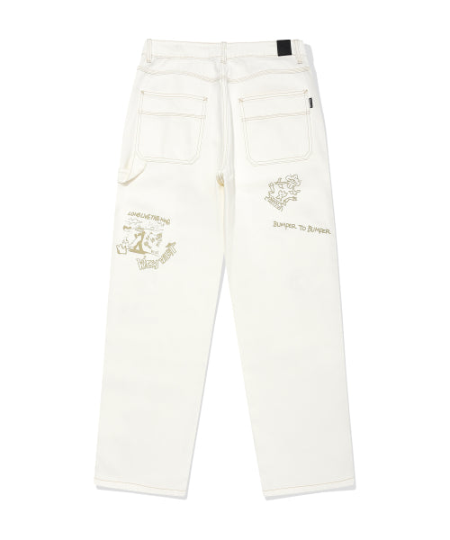 graphic denim pants ivory