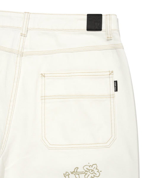 graphic denim pants ivory