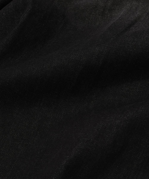 Washed denim long-sleeved shirt black