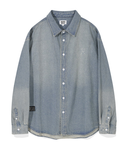 washed-out denim long-sleeved shirt blue