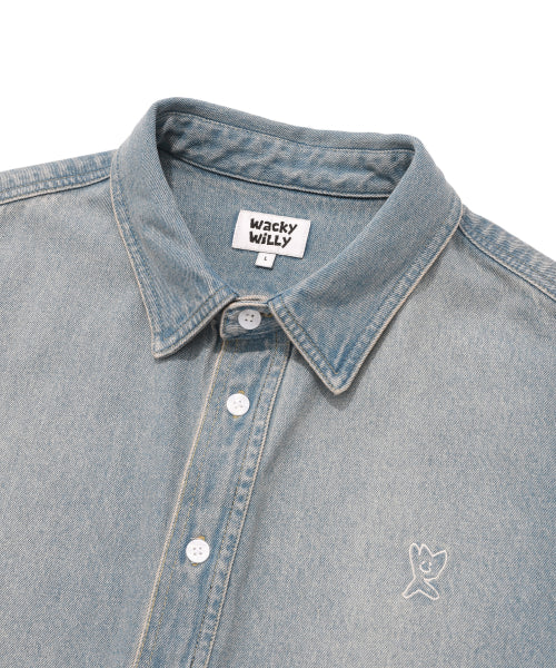 washed-out denim long-sleeved shirt blue