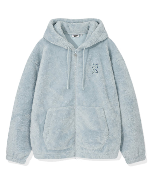 Fluffy Hooded Jumper Blue