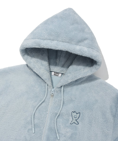 Fluffy Hooded Jumper Blue
