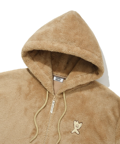 Fluffy Hooded Jumper Beige