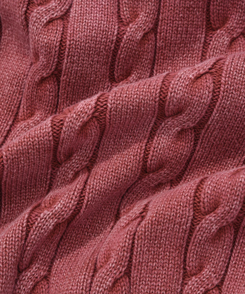C LOGO CABLE STONE WASHING CREWNECK KNIT