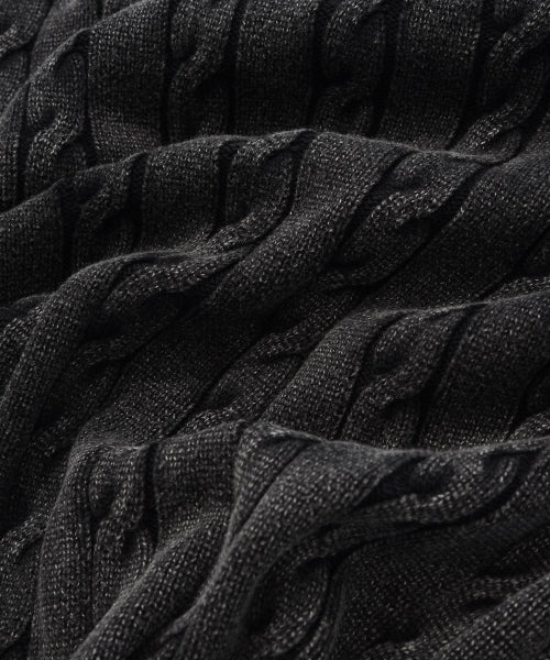 C LOGO CABLE STONE WASHING CREWNECK KNIT