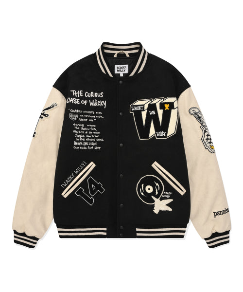 Patchwork Varsity Jacket Black