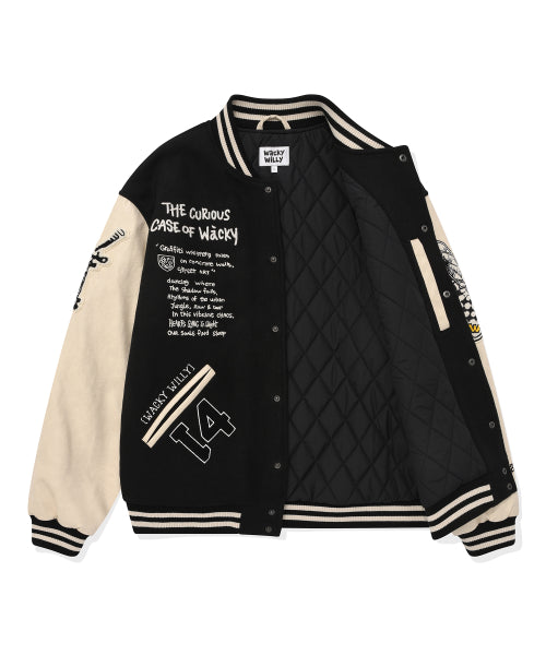 Patchwork Varsity Jacket Black