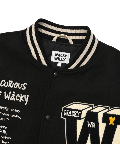 Patchwork Varsity Jacket Black