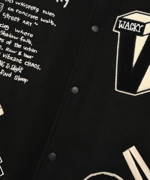 Patchwork Varsity Jacket Black