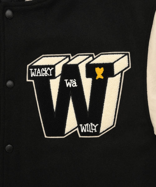 Patchwork Varsity Jacket Black