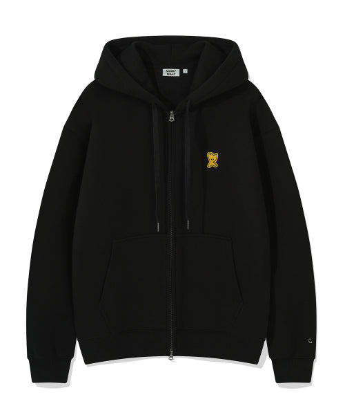 Logo Wappen Napping Hooded Zip-Up Black