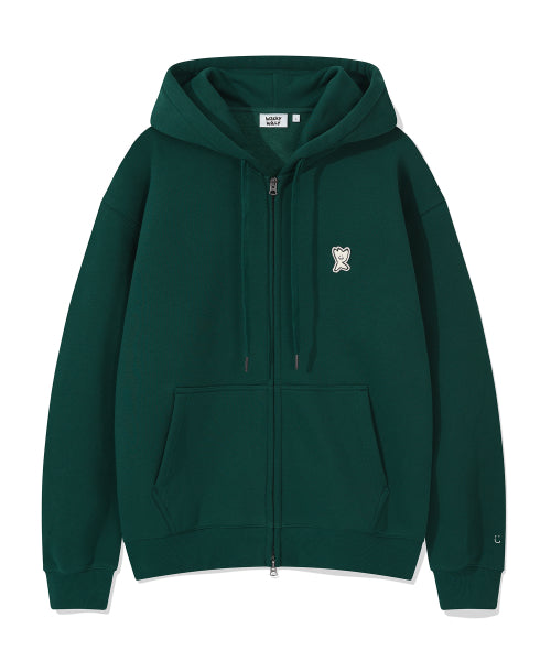 Logo Wappen Napping Hooded Zip-Up Green