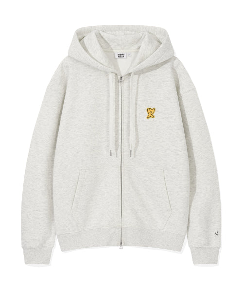 Logo Wappen Napping Hooded Zip-Up Oatmeal