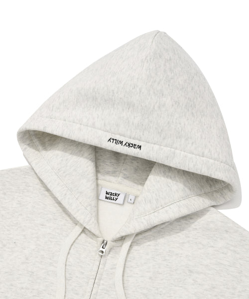 Logo Wappen Napping Hooded Zip-Up Oatmeal