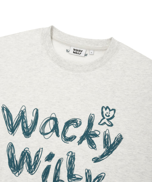 typo embroidered napping sweatshirt light gray