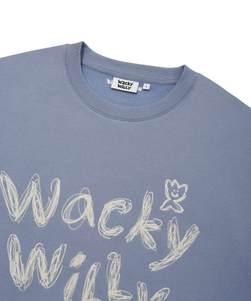 typo embroidered napping sweatshirt blue