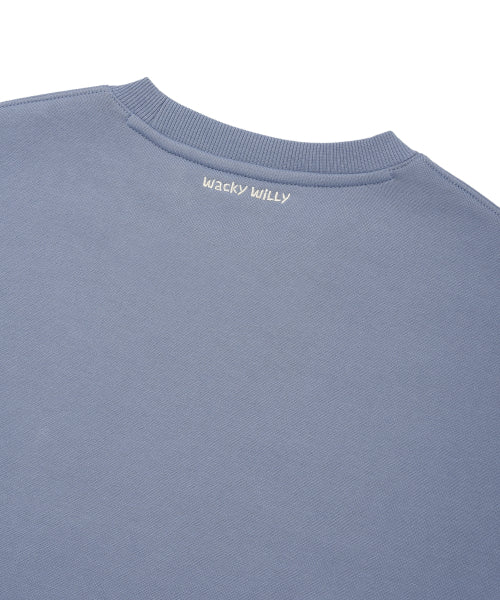 typo embroidered napping sweatshirt blue