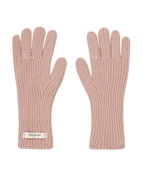 Heart Fingerhole Knit Glove [PINK]