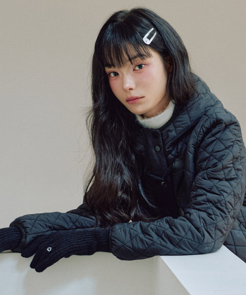 Heart Fingerhole Knit Glove [BLACK]