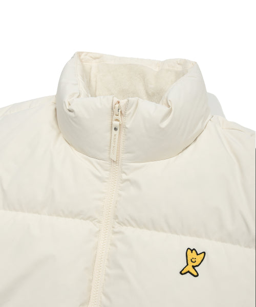 Graphic down puffin short puffer pattern cream