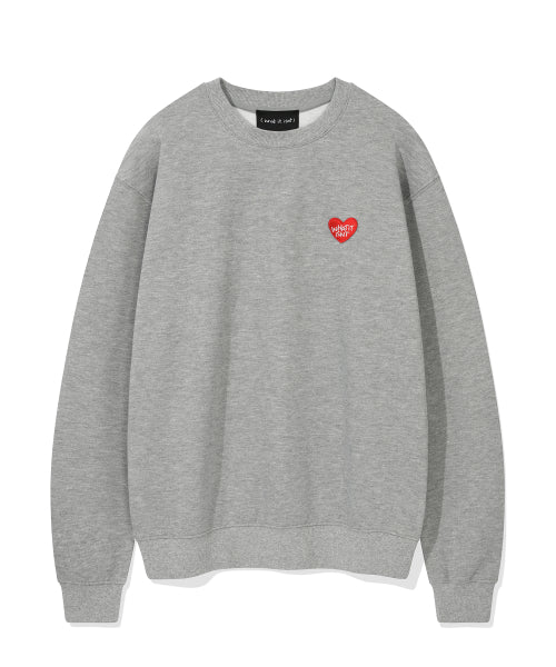 Heart warpen fleece sweatshirt gray