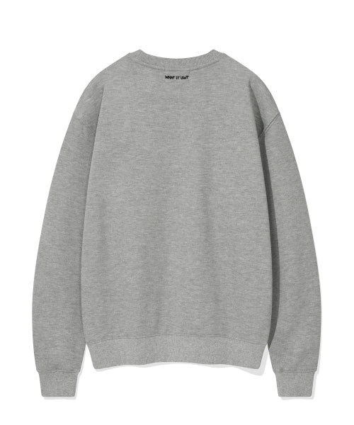 Heart warpen fleece sweatshirt gray