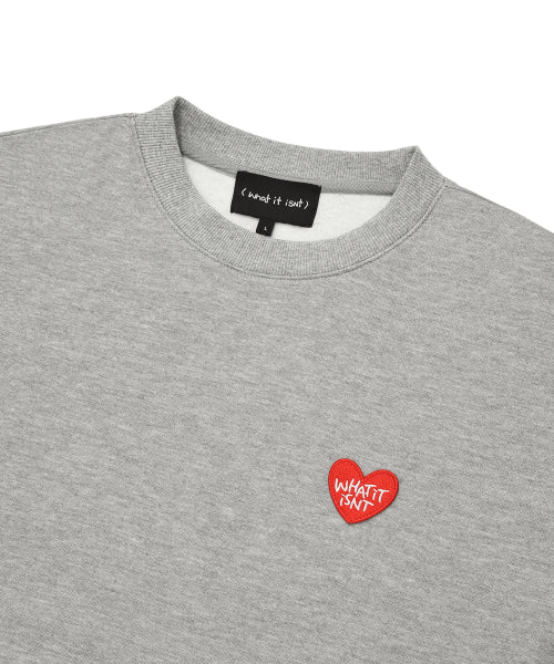 Heart warpen fleece sweatshirt gray