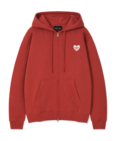 Heart Wappen Napping Hooded Zip-Up Burgundy