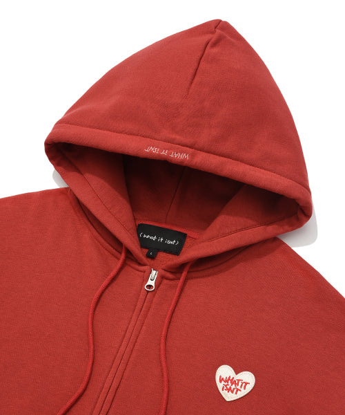 Heart Wappen Napping Hooded Zip-Up Burgundy