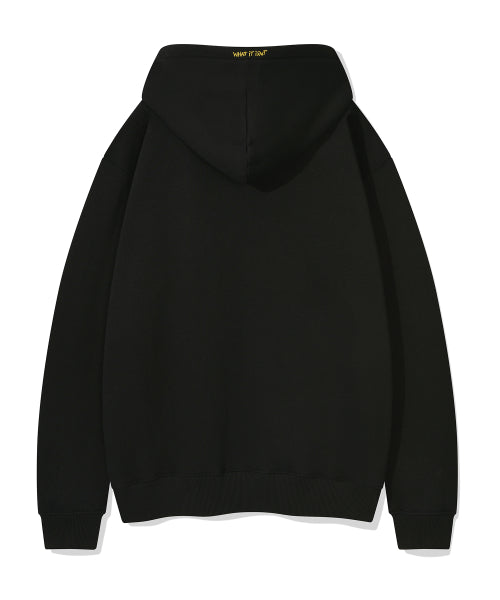 Heart Wappen Napping Hooded Zip-Up Black